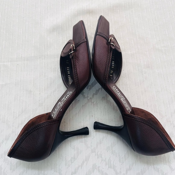Salvatore Ferragamo Women's Leather Brown Heels Size 8.5B - Picture 7 of 9